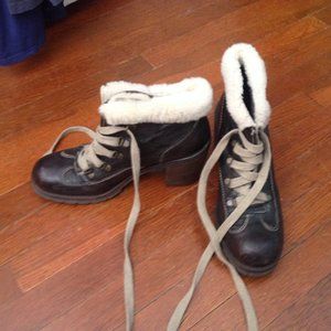 Minelli Faux Fur Lace UpBoots